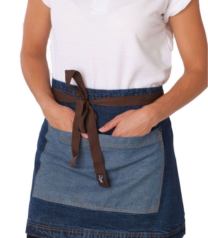 Washed Denim Contrast Waist Apron Thumbnail