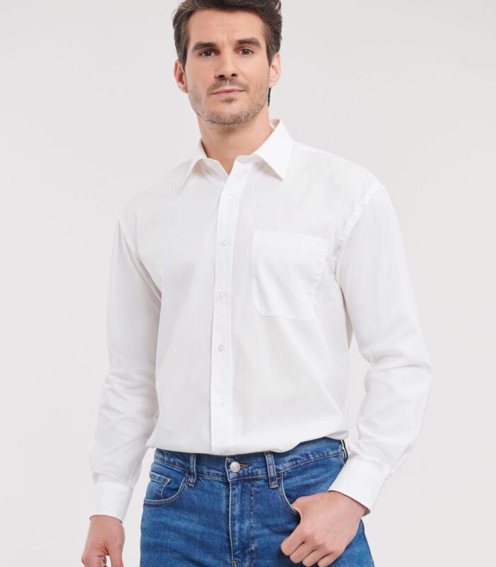 Men's Long Sleeve Classic Pure Cotton Poplin Shirt Thumbnail