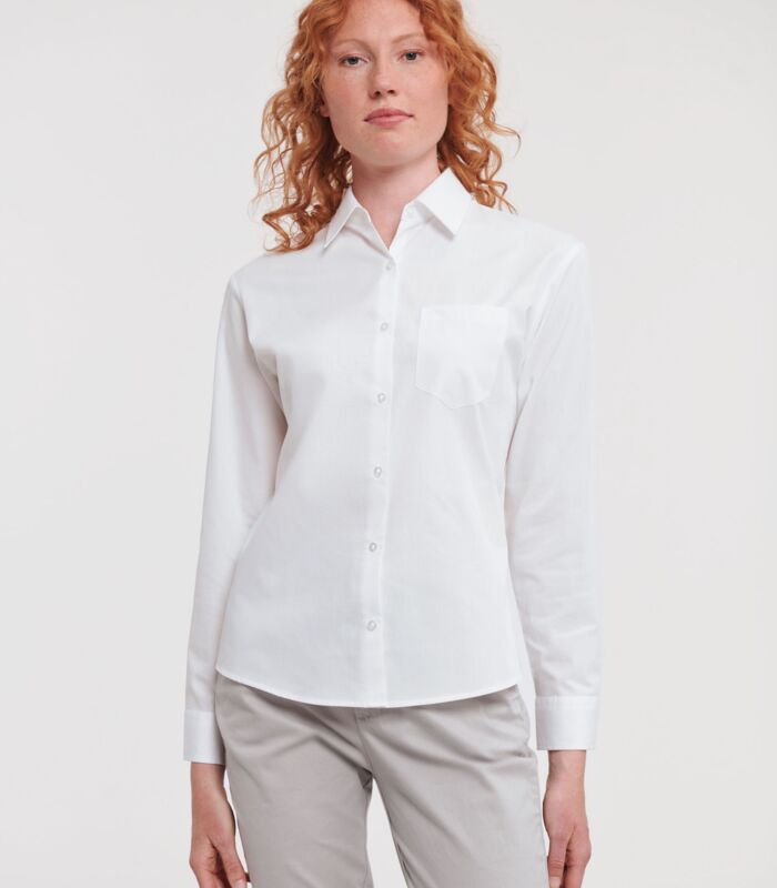 Ladies' Long Sleeve Classic Pure Cotton Poplin Shirt Thumbnail