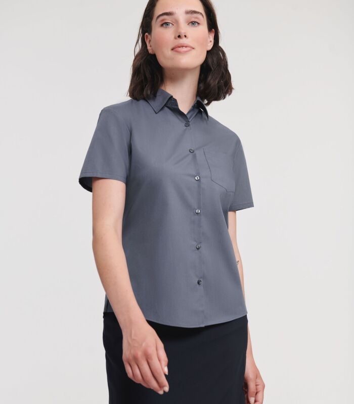 Ladies' Short Sleeve Classic Polycotton Poplin Shirt Thumbnail