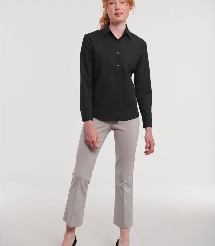 Ladies' Long Sleeve Classic Polycotton Poplin Shirt Thumbnail