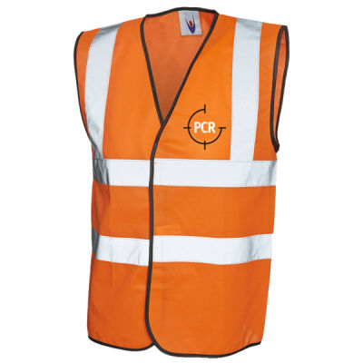 PCR orange or yellow hi-vis vest transparent front & back logo Thumbnail