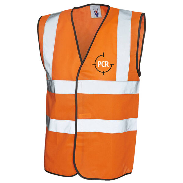 PCR orange or yellow hi-vis vest transparent front & back logo Thumbnail